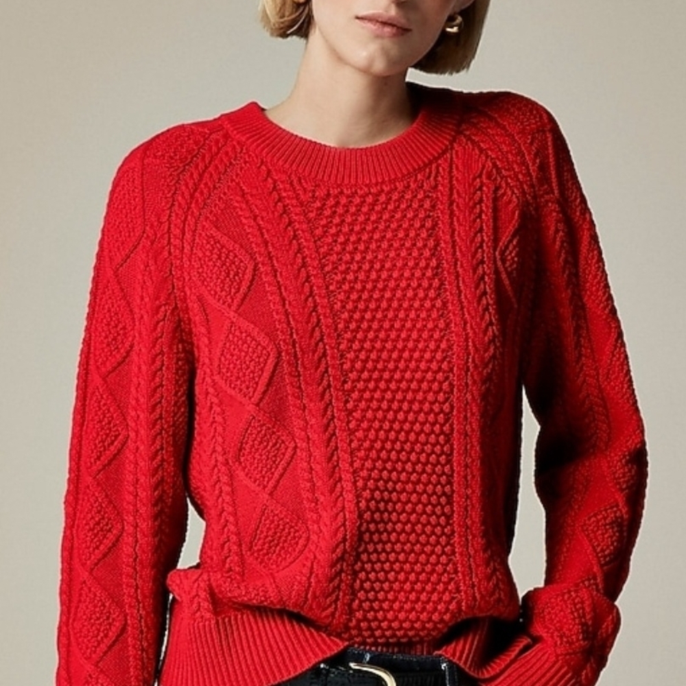 J. Crew Vibrant Red Textured Sweater